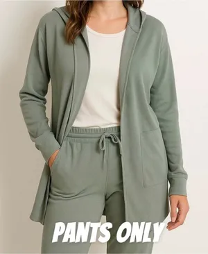 Olive +‎ Oak Sage Green Fleece Joggers Sweatpants Pockets Womens Medium thumbnail 1