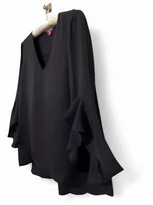 Vinci Camuto Women’s V-Neck 3/4 Sleeve Flutter Sleeve Black Blouse Size Large thumbnail 9