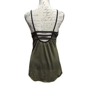 Athleta Chi Mesh Tank Top Olive Green Strappy Back Built in Bra Size Medium thumbnail 3