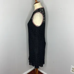 Sandro Lace Crochet Embroidered Franck‎ Mini Dress Sleeveless Ruffle Pleated Hem thumbnail 3