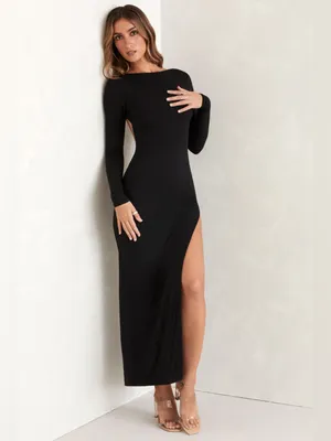 Oh Polly Kiah Long Sleeve Backless Maxi Dress in Black Size 4 New with tag thumbnail 5