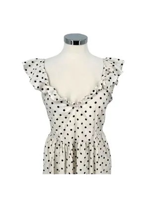 Boohoo Polka Dot Midi Dress Cottagecore French GirlmRetro Ruffle Size 8 NWT thumbnail 3