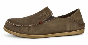 OluKai 9.5 Nohea Nubuck Loafers Taupe Leather Slip On Casual Comfort Shoes Women thumbnail 1