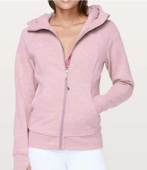 Lululemon Light Cotton Fleece Scuba Zip Hoodie Heathered Pink Size 2 thumbnail 1