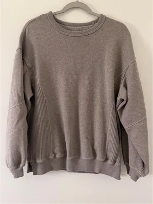 Aerie Tres Chic Oversized Minimalistic Neutral Streetwear Crewneck size xxs thumbnail 7