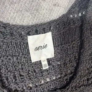 Aerie Small Charcoal Gray Crochet Knit Button Front Vest Tank Top Boho NWOT thumbnail 3