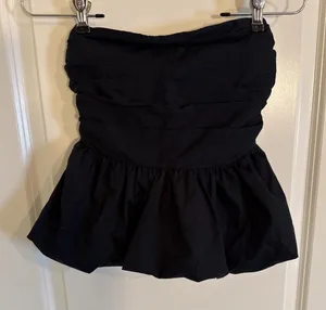 Hollister Black Strapless Ruched Peplum Tube Top Size XS thumbnail 1