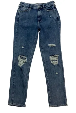 PacSun Distressed Denim Jeans Womens Blue High Rise Straight Leg Cotton‎ thumbnail 1