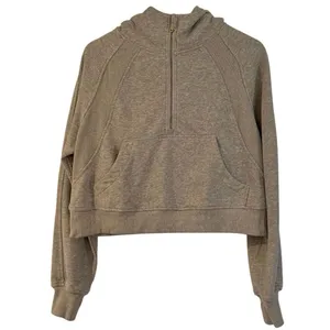 Trendy Queen grey scuba cropped quarter zip hoodie sweatshirt M thumbnail 3