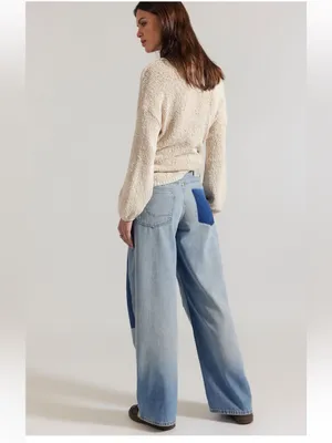 Free People Nia Patchwork Boyfriend Jeans- size 32 thumbnail 3