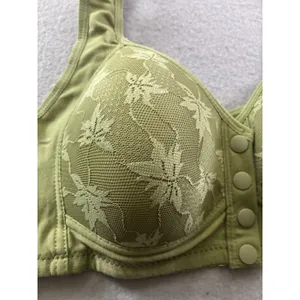 Womens Front Closure Bra 44/100 Lace Full Coverage Wireless Comfort XL C/D Green thumbnail 4