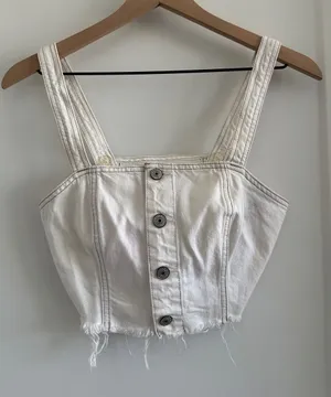Abercrombie & Fitch denim crop top thumbnail 1