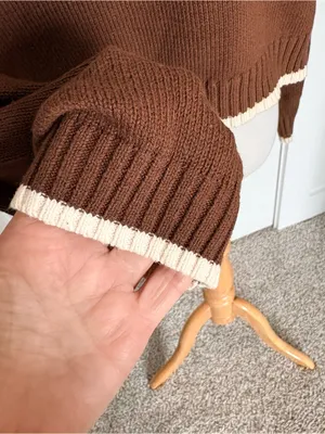 Jessica Simpson Sunday Funday Brown Crewneck Sweater with Football Motif Medium thumbnail 3