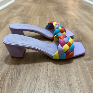 ASNY | Women's Lavender Square Toe Braided Slides Block Heel Sandals,‎ Size 9 thumbnail 2