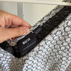 Anthropologie Maeve EUC Women's Black White Textured Astoria Peplum Top Size XL thumbnail 4