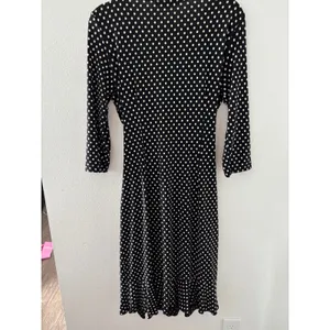 BCBGMAXAZRIA Polka Dot Wrap Dress Black White‎ 3/4 Sleeve Ruffle Hem Large thumbnail 2