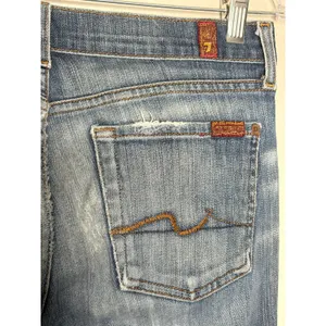 Y2K 7 For All Mankind Bootcut Jeans 28 Low Rise Distressed Medium Wash thumbnail 3