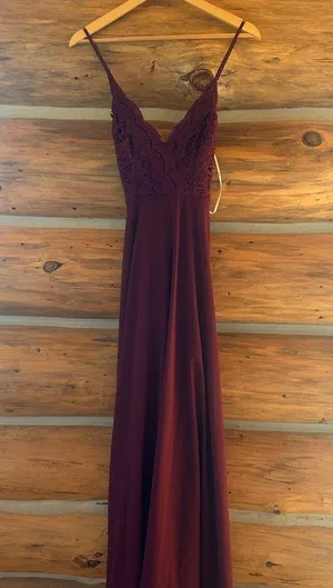 Lulus Madalyn Burgundy Lace Maxi Dress thumbnail 3