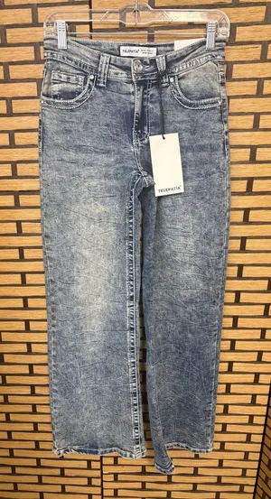 Telepatia‎ Mid Rise Wide Leg Skull Blingy Pocket Jeans SIze 5/27 thumbnail 1