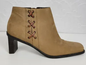 Etienne Aigner Womens Boots Size 7.5 Brown Suede Block Heels Ankle High thumbnail 1