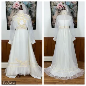 Pretty Vintage 1970s Organza Wedding Gown! thumbnail 2