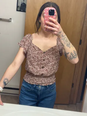 Monteau Floral short sleeve blouse thumbnail 1