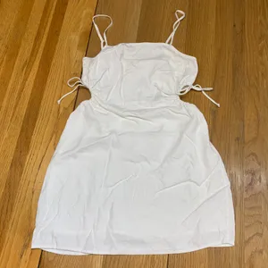 Aerie Women White‎ Linen Blend Cutout Side Tie Mini Dress Summer Size Small S P thumbnail 1