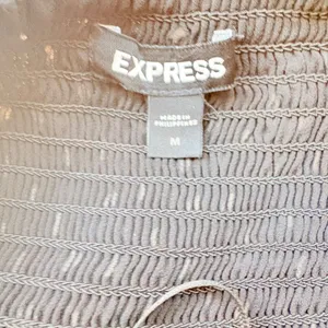 Express Black White Polka Dot Ruched Tube Top Strapless Smocked Crop Medium thumbnail 4