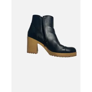 Sun +‎ Stone Platform Ankle Boots Womens 8.5 Black Faux Wood Block Heel Lug Sole thumbnail 4