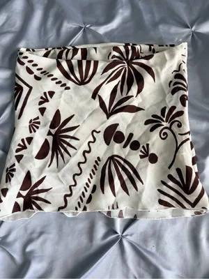 See You Monday Cream Strapless Floral Crop Top with Brown Print thumbnail 3