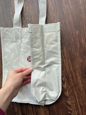 White and Gray Lululemon Small Reusable Bag thumbnail 3