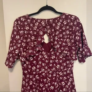 Charlotte Russe Maroon and White Floral Fit and Flare Ruffle Dress Size Medium thumbnail 10