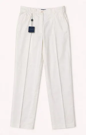 Burberry Golf White Cotton Stretch Pants Women Size 6 NWT Designer Straight Leg thumbnail 1
