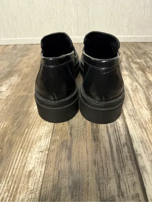 Steve Madden Black Leather Lug Sole Penny Loafers with Gold Hardware Size 10 thumbnail 13