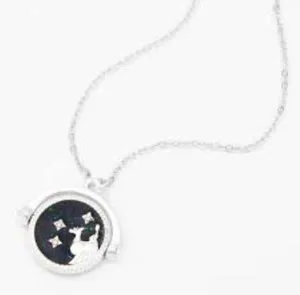 Icing Glow In The Dark Zodiac Spinning Pendant Necklace Capricorn Silver thumbnail 1
