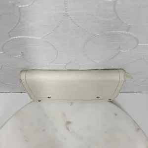 VTG Cow Leather Bi-fold Checkbook Wallet White Ivory Card Slots Simple Classic thumbnail 11