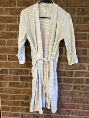 Carol Hochman Light Blue & White Striped Women's Robe thumbnail 3