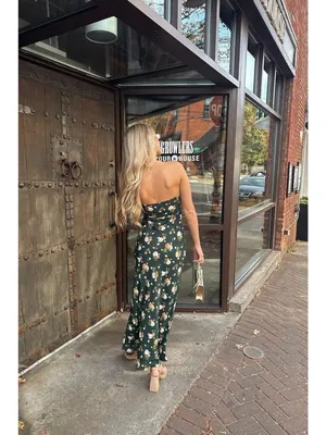 THE WORKSHOP Green Floral Maxi Dress Size Medium NEW NWT thumbnail 2