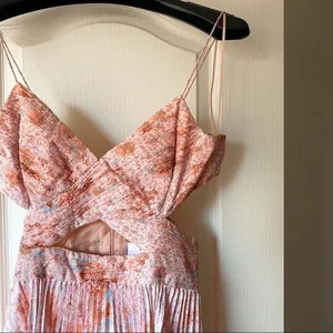 AMUR Lumi‎ Pleated Cutout Dress Peach Cheetah 6 NWT thumbnail 5