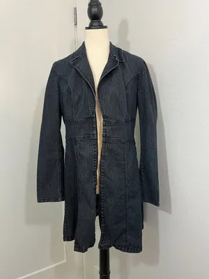 Bisou Bisou Large Dark Blue Denim Long Jacket / Coat thumbnail 2