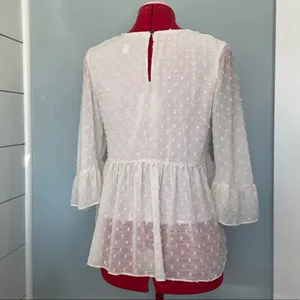 Francesca’s Bell Sleeves Floral Embroidered Dots Top Sz M thumbnail 6