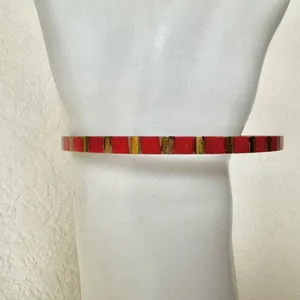 Red and gold tone brass bangle bracelet thumbnail 3