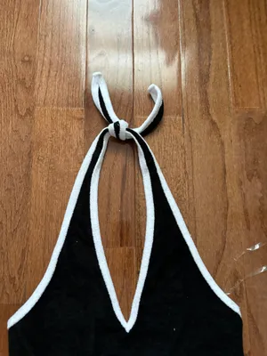 Bozzolo NWOT tillys terry cloth black halter tie back tank top thumbnail 2