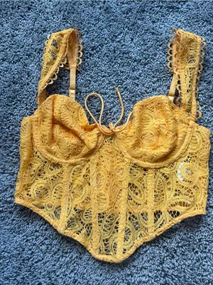 For Love & Lemgings For Love And Lemons Orange Lace Crop Bustier thumbnail 1