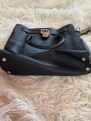 Michael Kors Hamilton Large Saffiano Leather Tote Bag Black Silver Hardware thumbnail 2