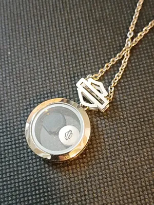 Harley Davidson Silver-tone Round Locket Necklace with Charms thumbnail 4