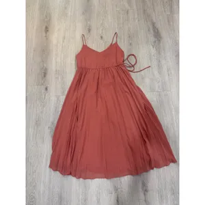 ASOS Y2K Dusty Rose Pleated Midi Dress Strappy Chiffon A-Line XS US 2 thumbnail 4