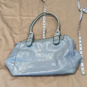 Danier light blue soft leather handbag with adjustable handles EUC thumbnail 14