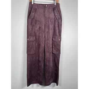 Blank NYC FRANKLIN IN ZINFANDEL Cargo Pants Women 27 Brown Faux Suede Wide Leg thumbnail 3