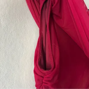Red One Shoulder Ruched Bodycon Maxi Dress Size Large thumbnail 5